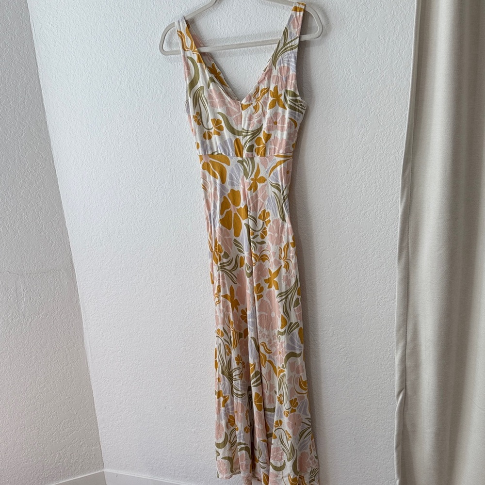 Elegant Floral Maxi Dress in Pink and Yellow